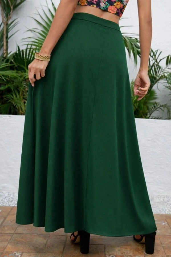 Bidebuvar Kadın Yüksek Bel Yandan Yırtmaçlı Uzun Sandy Etek