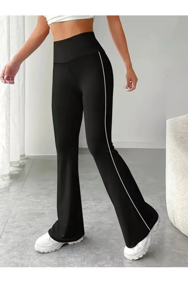 Bidebuvar Kadın Yüksel Bel Yan şerit Detaylı Uzun Dalgıç Tayt