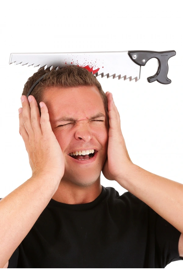 Bidebuvar Kafaya Saplanmış Halloween Kanlı Testere Şaka Tacı