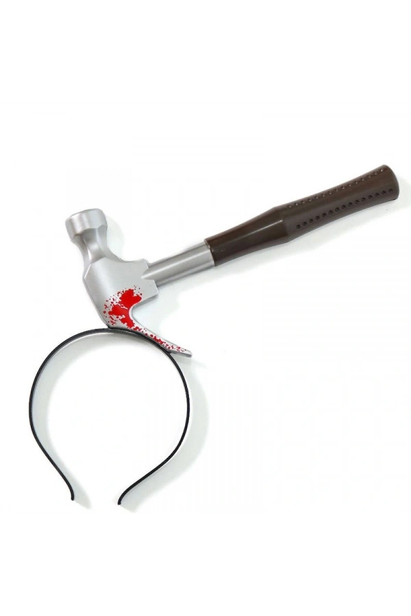 Bidebuvar Kafaya Saplanmış Kahverengi Saplı Çekiç Şaka Tacı