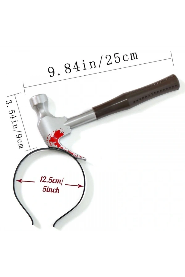 Bidebuvar Kafaya Saplanmış Kahverengi Saplı Çekiç Şaka Tacı