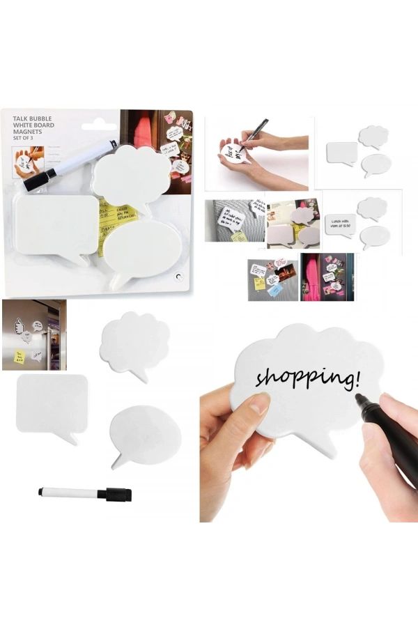 Bidebuvar Kalemli Konuşma Balonu Tasarımlı 3lü Magnet Seti