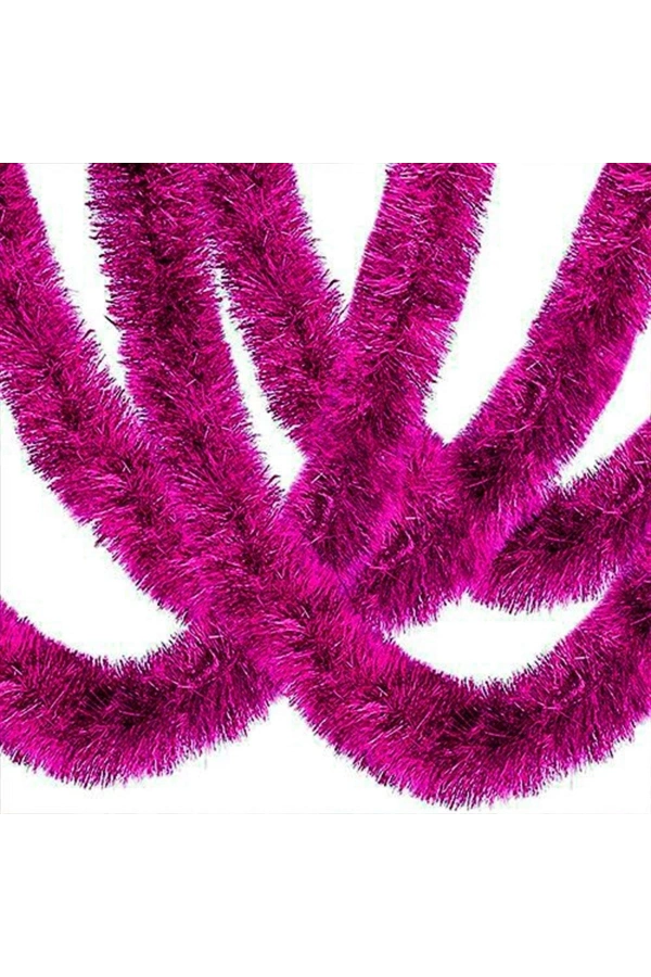 Bidebuvar Kalın Simli Parti Süsü 2 Metre Fuşya