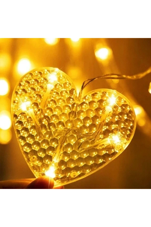 Bidebuvar Kalp Perde Led Işık 3m 6 Sıra 12 Adet Gün Işığı