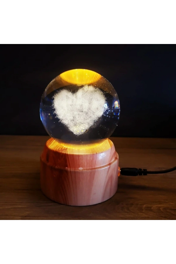 Bidebuvar Kalp Tasarımlı Dönen Cam Küre