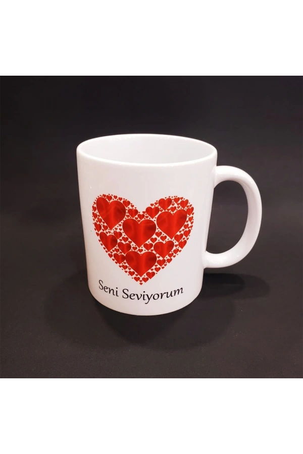 Bidebuvar Kalpli Seni Seviyorum Baskılı Kupa Bardak