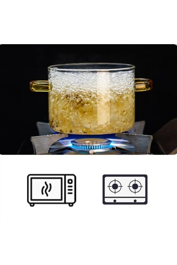 Bidebuvar Kapaklı Borosilikat Cam Tencere Seti