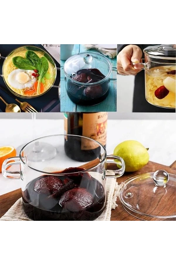 Bidebuvar Kapaklı Borosilikat Cam Tencere Seti