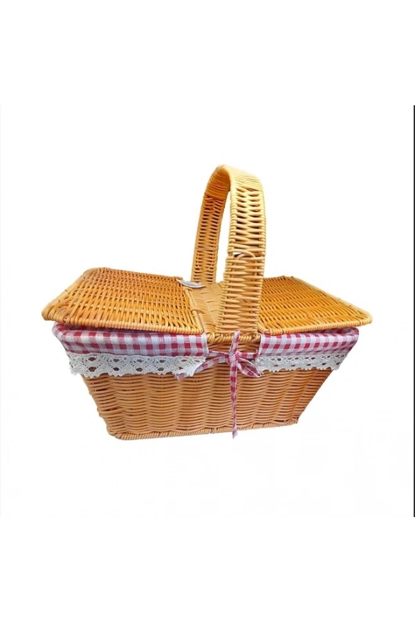 Bidebuvar Kapaklı Hasır Piknik Sepeti
