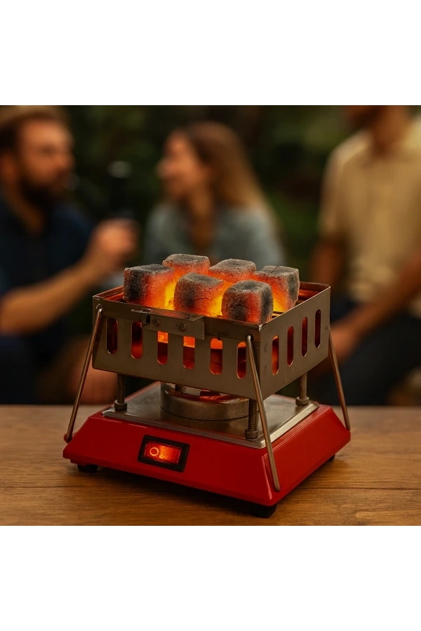 Bidebuvar Kare Krom Elektrikli Nargile Köz Ocağı