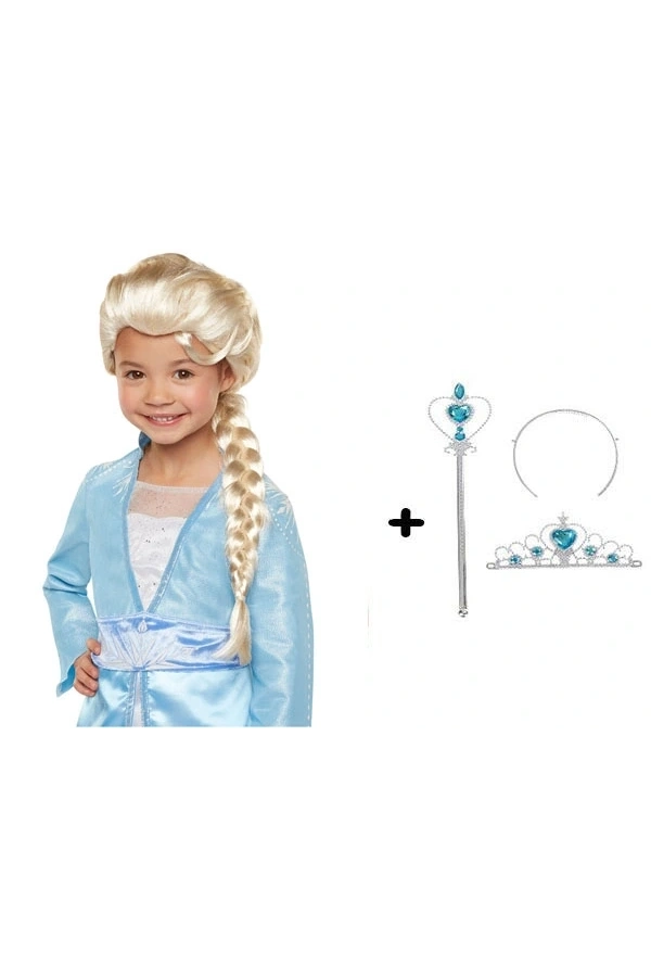 Bidebuvar Karlar Ülkesi Frozen Elsa Kostüm Seti Çocuk Boy