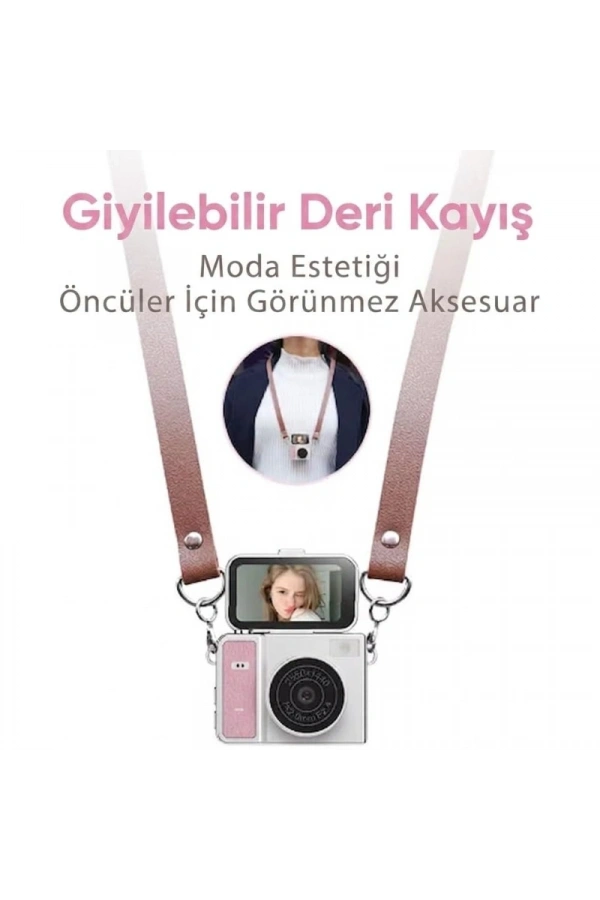 Bidebuvar Katlanabilir Ekranlı Mini Vlog Kamerası - Anahtarlık Boyutu - 2K Kalite