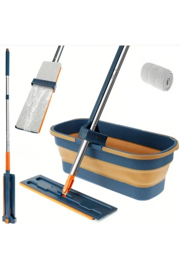 Bidebuvar Katlanabilir Temizlik Mopu ve Tekerlekli Kova Seti