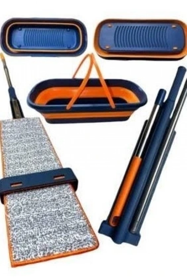 Bidebuvar Katlanabilir Temizlik Mopu ve Tekerlekli Kova Seti