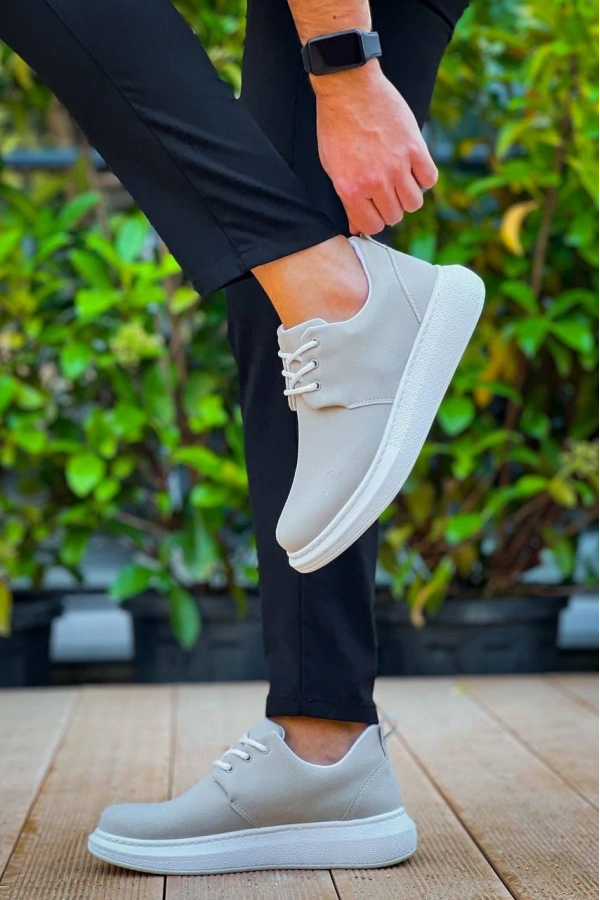 Bidebuvar KB-003 Kuback Gri Süet Bağcıklı  Günlük Erkek Ayakkabı