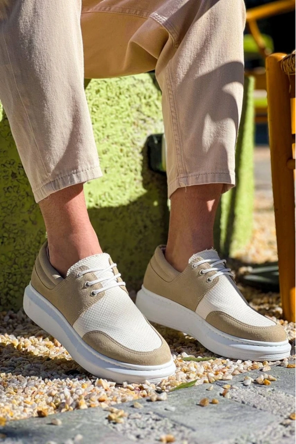 Bidebuvar KB-042  Kuback Bağcıklı Bej Günlük Erkek Ayakkabı