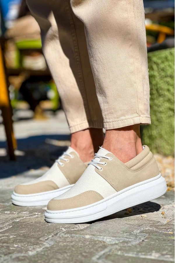 Bidebuvar KB-042  Kuback Bağcıklı Bej Günlük Erkek Ayakkabı