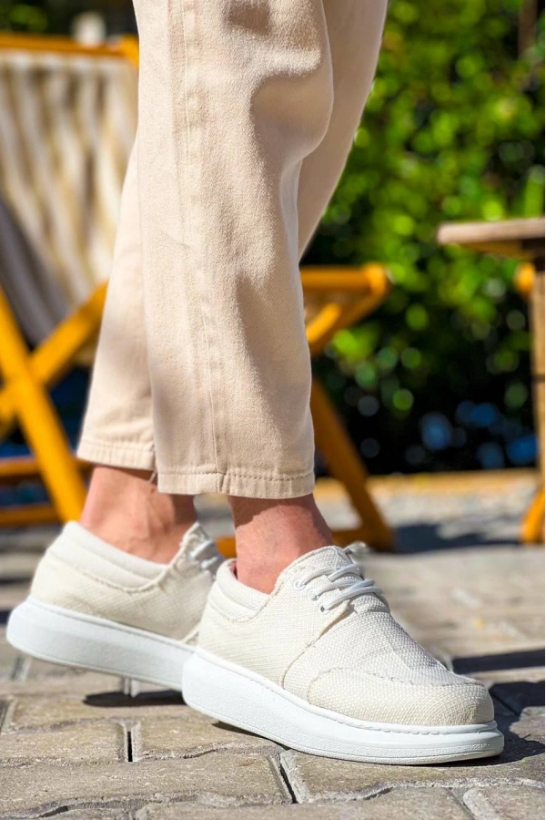 Bidebuvar KB-042  Kuback Bağcıklı Beyaz Günlük Erkek Ayakkabı