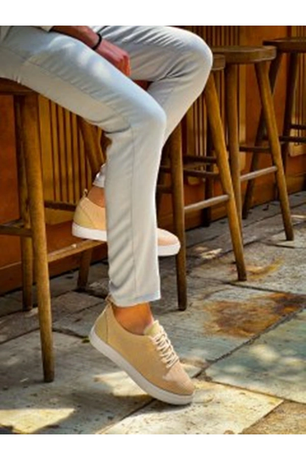 Bidebuvar KB-101 Kuback Bej Triko Bağcıklı Günlük Erkek Ayakkabı