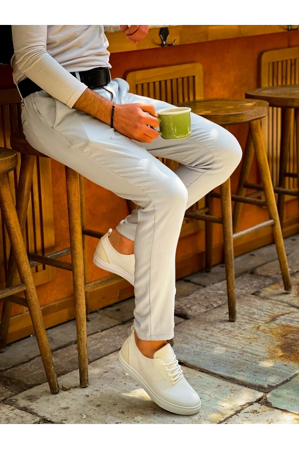 Bidebuvar KB-101 Kuback Beyaz Triko Bağcıklı Günlük Erkek Ayakkabı