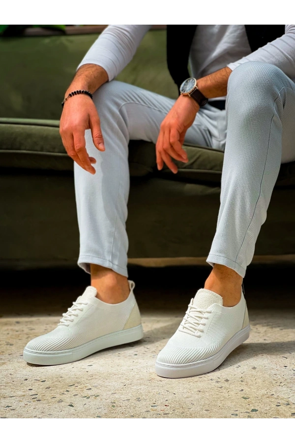 Bidebuvar KB-101 Kuback Beyaz Triko Bağcıklı Günlük Erkek Ayakkabı