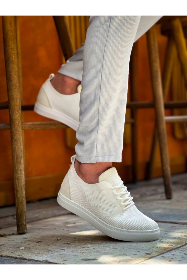 Bidebuvar KB-101 Kuback Beyaz Triko Bağcıklı Günlük Erkek Ayakkabı