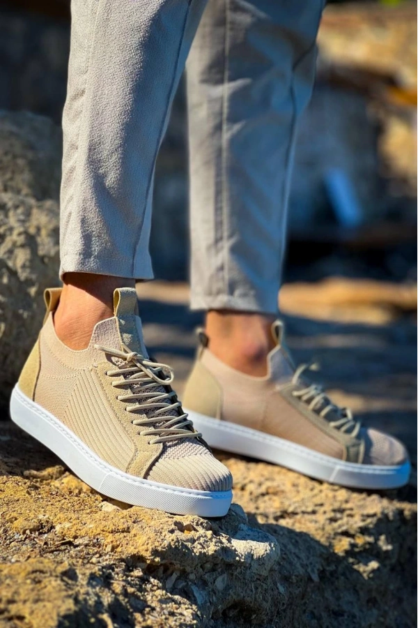 Bidebuvar KB-112   Kuback Bej Triko Bağcıklı  Günlük Erkek  Ayakkabı