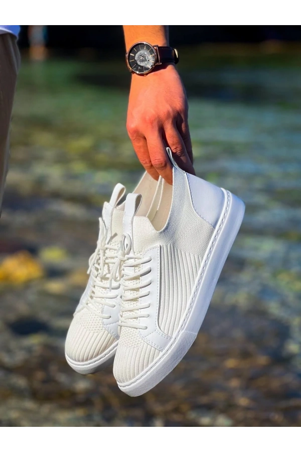 Bidebuvar KB-112   Kuback Beyaz Triko Bağcıklı  Günlük Erkek  Ayakkabı