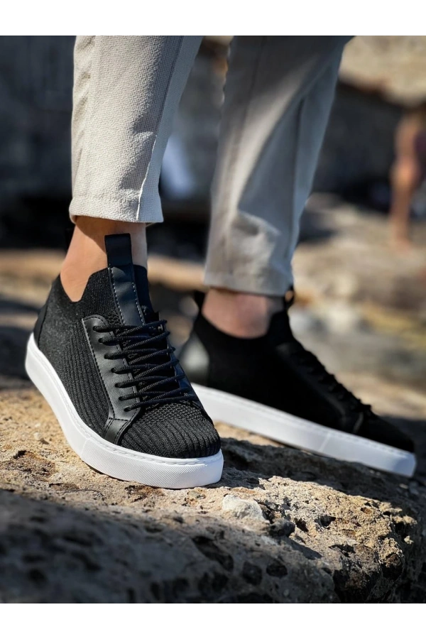 Bidebuvar KB-112   Kuback Siyah Triko Bağcıklı  Günlük Erkek  Ayakkabı