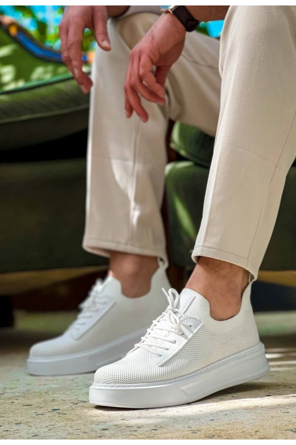 Bidebuvar KB-116 Kuback Beyaz Bağcıklı Triko Günlük Erkek Ayakkabı