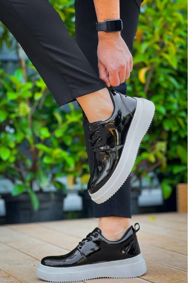 Bidebuvar KB-X3  Kuback Siyah Rugan  Bağcıklı  Günlük Erkek  Ayakkabı