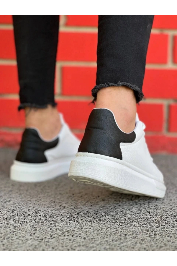 Bidebuvar KB-X500  Kuback Bağcıklı Beyaz Siyah  Günlük Erkek Ayakkabı