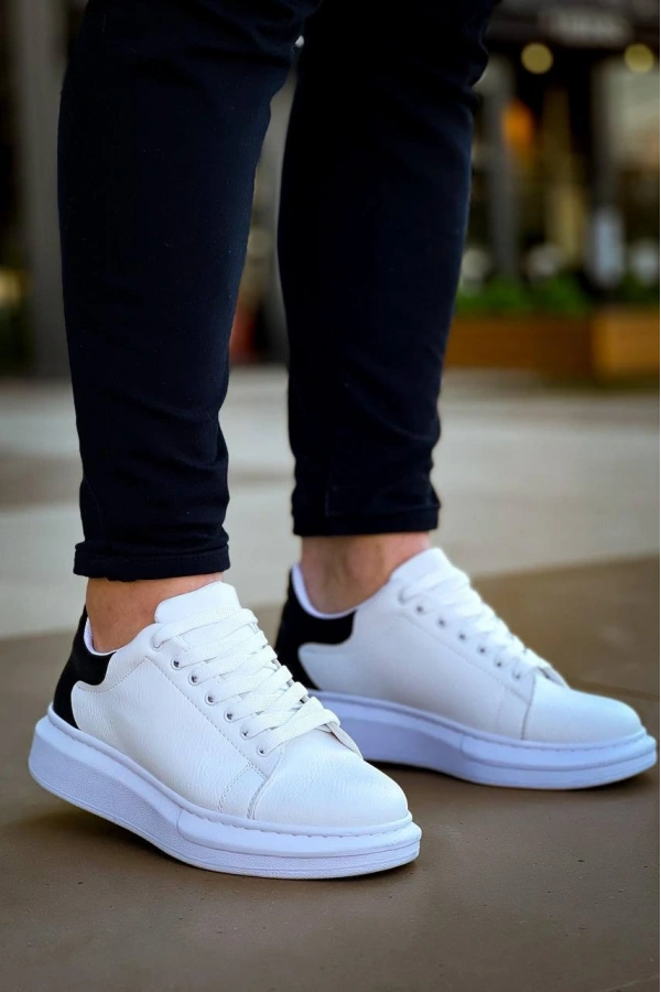 Bidebuvar KB-X500  Kuback Bağcıklı Beyaz Siyah  Günlük Erkek Ayakkabı