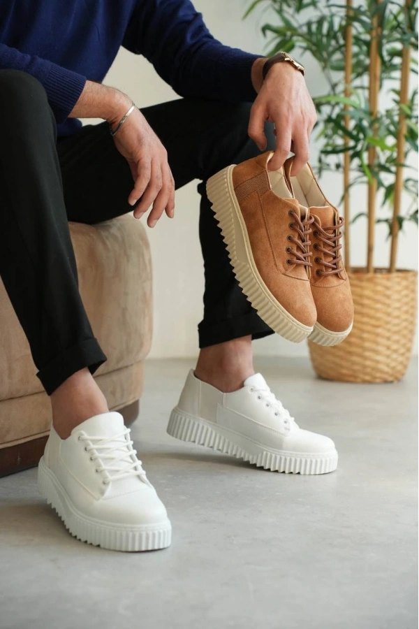 Bidebuvar KB-X516 Kuback Beyaz Cilt Günlük Erkek Ayakkabı