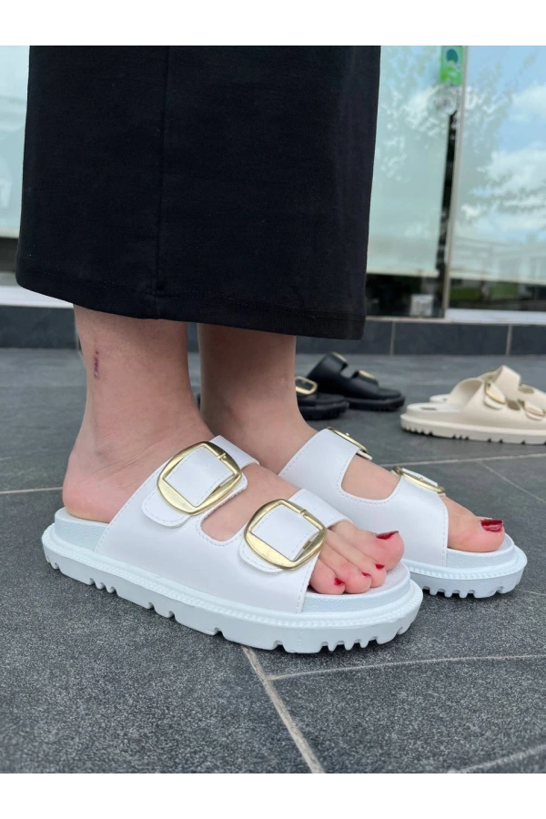 Bidebuvar KBTX-1 Kuback Beyaz Günlük Kadın Terlik