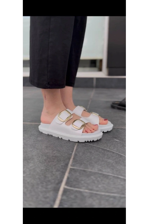 Bidebuvar KBTX-1 Kuback Beyaz Günlük Kadın Terlik