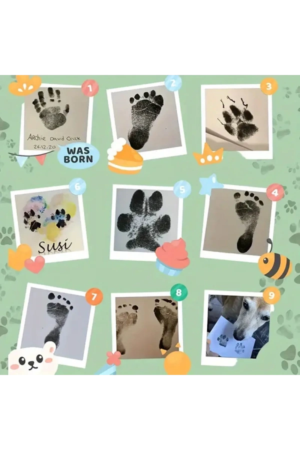 Bidebuvar Kedi Köpek Pati İzi Fotoğraf Çerçevesi Seti