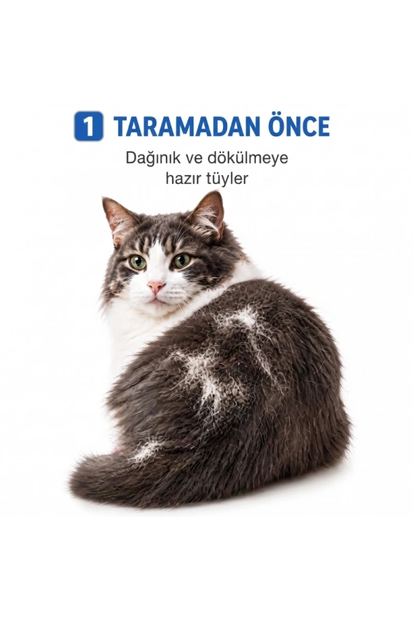 Bidebuvar Kedi Köpek Tarağı - Evcil Hayvan Tüy Toplama Tarağı - Metal Uçlu