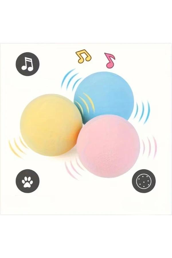Bidebuvar Kedi Otlu 3 Sesli İnteraktif Top Kedi Oyuncağı