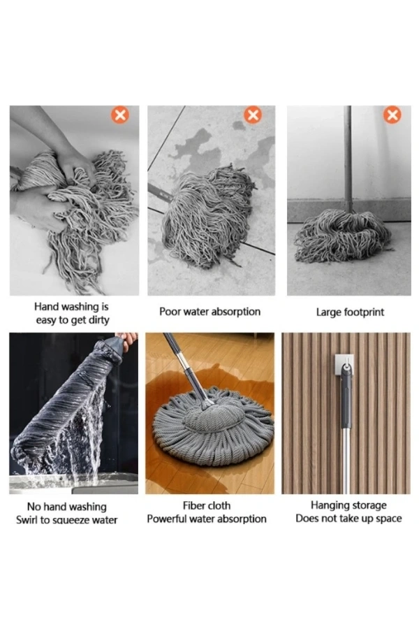 Bidebuvar Kendinden Sıkmalı Paspas Mop