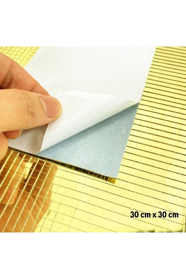 Bidebuvar Kendinden Yapışkanlı Aynalı Kare Gold Sticker 30x30 Cm
