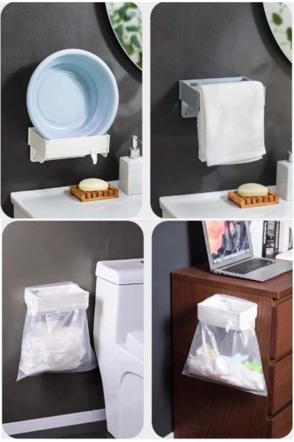 Bidebuvar Kendinden Yapışkanlı Katlanabilir Çöp Poşeti Tutucu Aparat