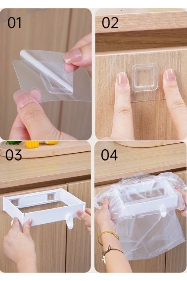 Bidebuvar Kendinden Yapışkanlı Katlanabilir Çöp Poşeti Tutucu Aparat