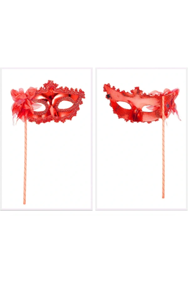 Bidebuvar Kırmızı Işıltılı Tutmalı Fotoğraf Çekimi Maskesi