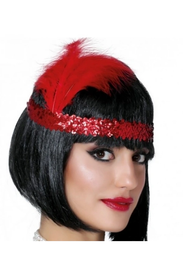 Bidebuvar Kırmızı Renk Çarliston Saç Bandı