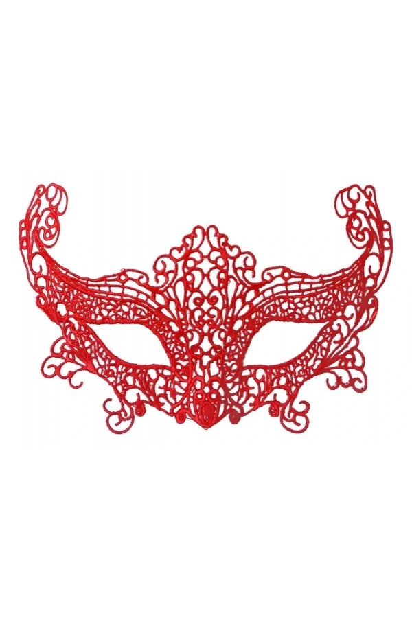 Bidebuvar Kırmızı Renk Dantel Örgü İşlemeli Parti Maskesi Model 3