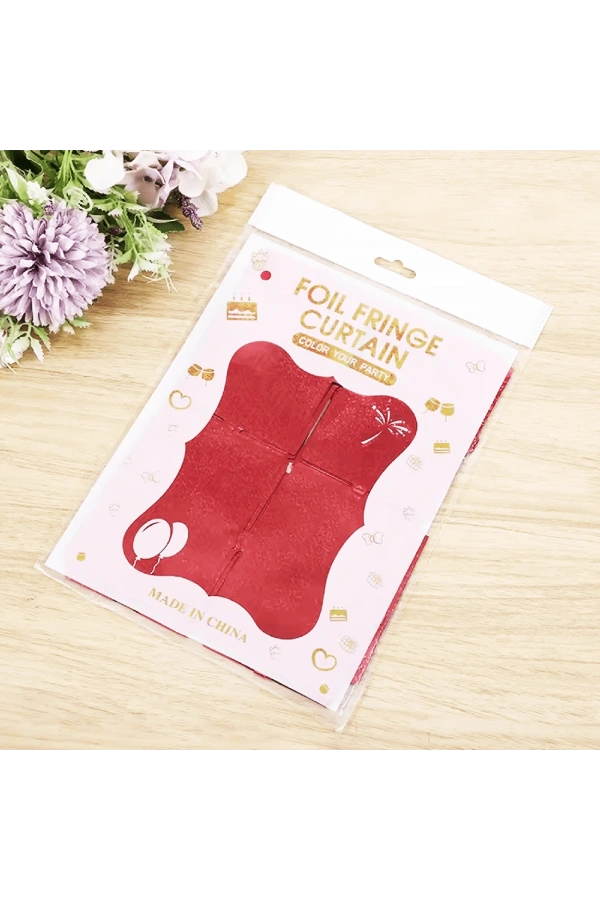 Bidebuvar Kırmızı Simli Fon Perde 1x2 m