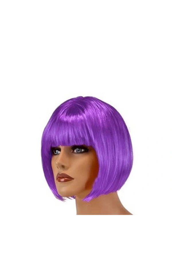 Bidebuvar Kısa Mor Peruk Saç