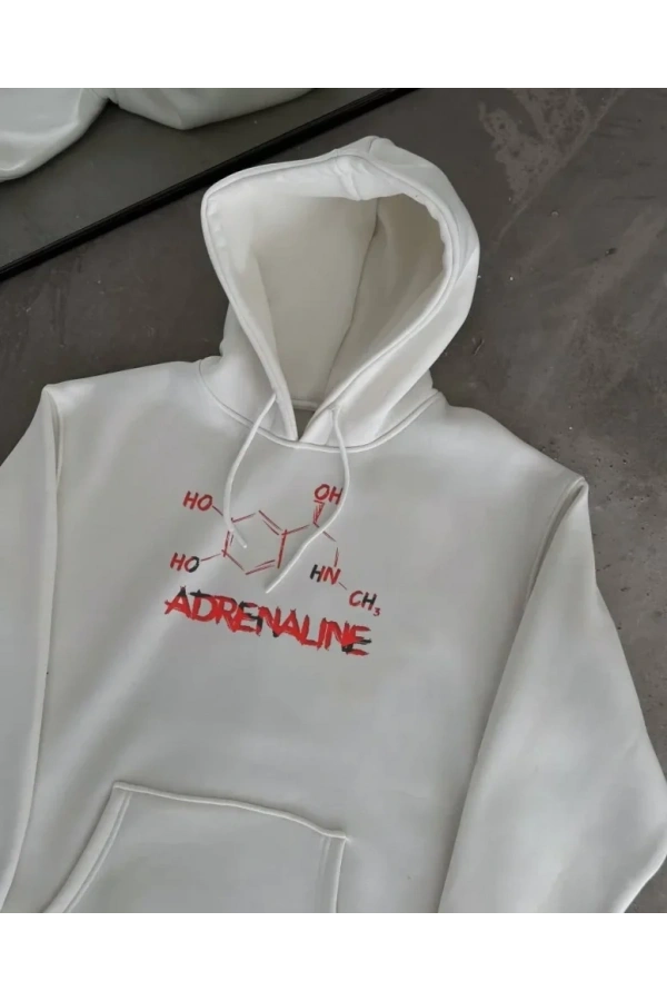 Bidebuvar Kışlık Uzun Kol Kapüşonlu SweatShirt - Beyaz