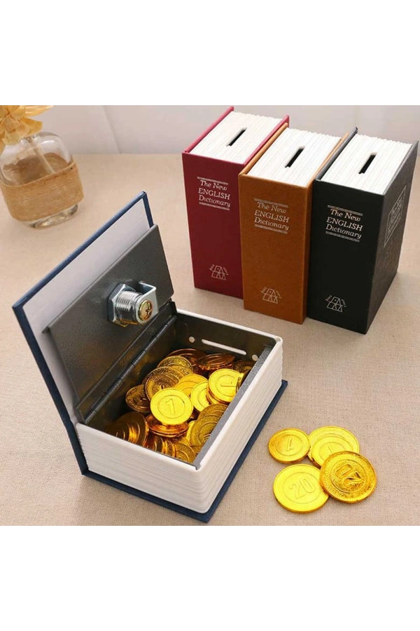 Bidebuvar Kitap Şeklinde Mini Boy Kilitli Kasa Kumbara